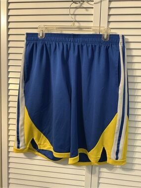 Men's Blue Athletic Shorts with Yellow Trim